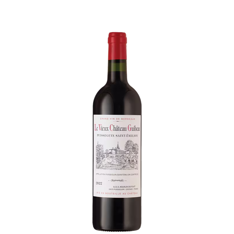 Le Vieux Chateau Guibeau Puisseguin Saint Emilion Merlot Cabernet Sauvignon Cabernet Franc Bordeaux Wine, France 2022
